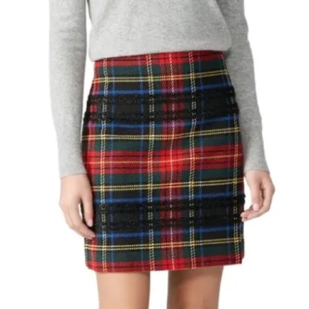 J.Crew Luxe Stewart Sparkle Plaid Tartan Mini Skirt